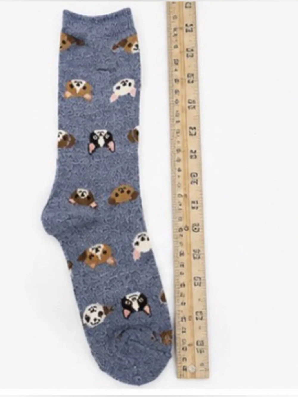 Novelty Crew Socks Dog Faces Heather Blue Crew Socks NWT 13
